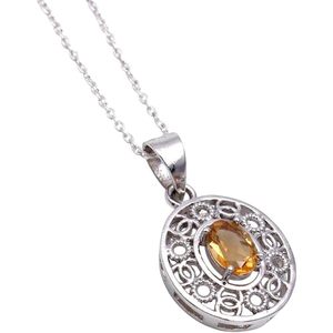 Gemkora-collar con colgante ovalado facetado de citrino Natural para mujer, joyería de cristal curativo, piedra de nacimiento, zodiaco, uso diario - Product Image 1