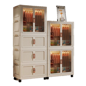 Armoire <span class=keywords><strong>de</strong></span> <span class=keywords><strong>rangement</strong></span> en plastique épaissi, pliable, écologique, sans assemblage, simple, pour salon - Product Image 5