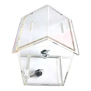 Customized size available clear acrylic charity donation box with lock