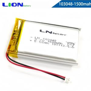 하이 퀄리티 UL CE IEC Un38.3 WERCS 인증 리튬 이온 폴리머 배터리 3.7V <span class=keywords><strong>1500mAh</strong></span> 5.55Wh Lipo 103048 리튬 이온 배터리 - Product Image 2