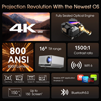 CRE U1 LED 프로젝터 네이티브 4K 해상도 완전 밀폐형 방진 광학 엔진 800 ANSI 루멘 안드로이드 11 HIFI 스테레오 오토