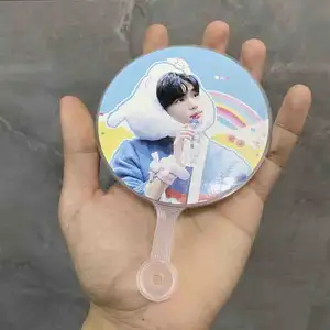 Custom Kpop plastic transparent Mini fans and double side Photo Printed Hand Fans Round Plastic Fan Picket