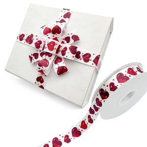 E-Magic 1 Inch Design <strong>Heat</strong> <strong>Transfer</strong> <strong>Printed</strong> Satin Ribbon Bow Colorful <strong>Pre</strong>-Tied Decorative Gift Bow for Valentine's Day Ribbon - Product Image 1