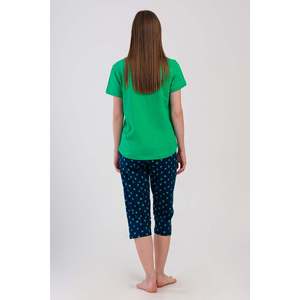 Traje de dormir capri ovalado de manga corta con cuello redondo para mujer - Product Image 1