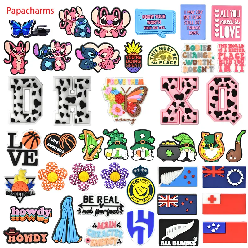 Neue Papacharms-Clips sortiert Designer Luxus-Bling-Schuhe Charms Weiches PVC Schuh-Charms Luxus-Designer