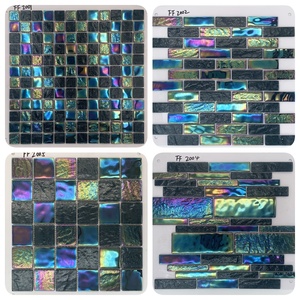 OEM nhà máy người da đen nứt nhựa màu xanh lá cây và elecropalting <span class=keywords><strong>Roman</strong></span> hồ bơi pha lê thủy tinh gạch Mutil màu khảm - Product Image 6