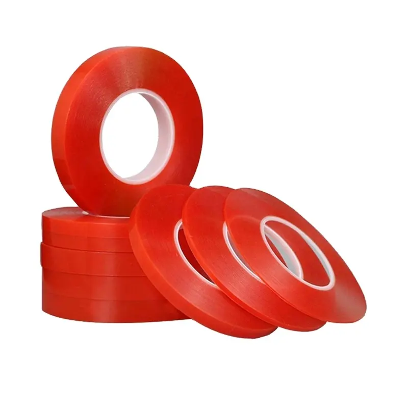 12/19/25mm two coating face adhesive tape double sided Polyester red liner tape
