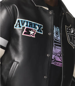Authentic AVIREX Original Factory American Size Varsity Coats High Quality Natural French <strong>Lambskin</strong> Genuine <strong>Leather</strong> <strong>Jackets</strong> - Product Image 3