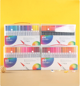 Trường Nguồn Cung Cấp Màu Nước Bàn Chải Bút Tùy Chỉnh 120 Màu Sắc Kép <span class=keywords><strong>Tip</strong></span> Bàn Chải Đánh Dấu Bút Thiết Lập Màu Nghệ Thuật Đánh Dấu <span class=keywords><strong>fineliner</strong></span> Bút - Product Image 3