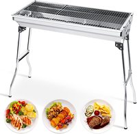 Petit barbecue portable au charbon de bois en acier inoxydable, pliable, pour la cuisson en plein air, le camping, la randonnée, les pique-niques, le jardin