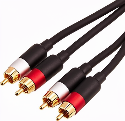 For Basics Oxygen-Free Copper Analog RCA Audio Cable for Amplifier Active Speakers Subwoofer Gold-Plated Plugs 1.5m Black