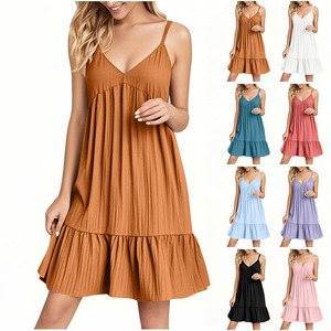 Robe nuisette fine pour <span class=keywords><strong>femme</strong></span>, Printemps Automne 2025, <span class=keywords><strong>sans</strong></span> manches, avec détails de couture, sexy, en polyester, coupe ample, <span class=keywords><strong>mi</strong></span>-<span class=keywords><strong>longue</strong></span>, à bretelles, pour l'été - Product Image 1