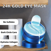 Masque Contour des Yeux Or 24K Marque Blanche, Hydratant au Collagène Marin et Acide Hyaluronique Bio, en Feuille de Cristal, pour les Cernes