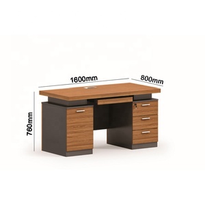 Muebles modulares de oficina para el hogar, mesa de estudio de escritura por ordenador, escritorio individual de madera de hierro gris y nogal con dos cajones de archivo de bloqueo - Product Image 1