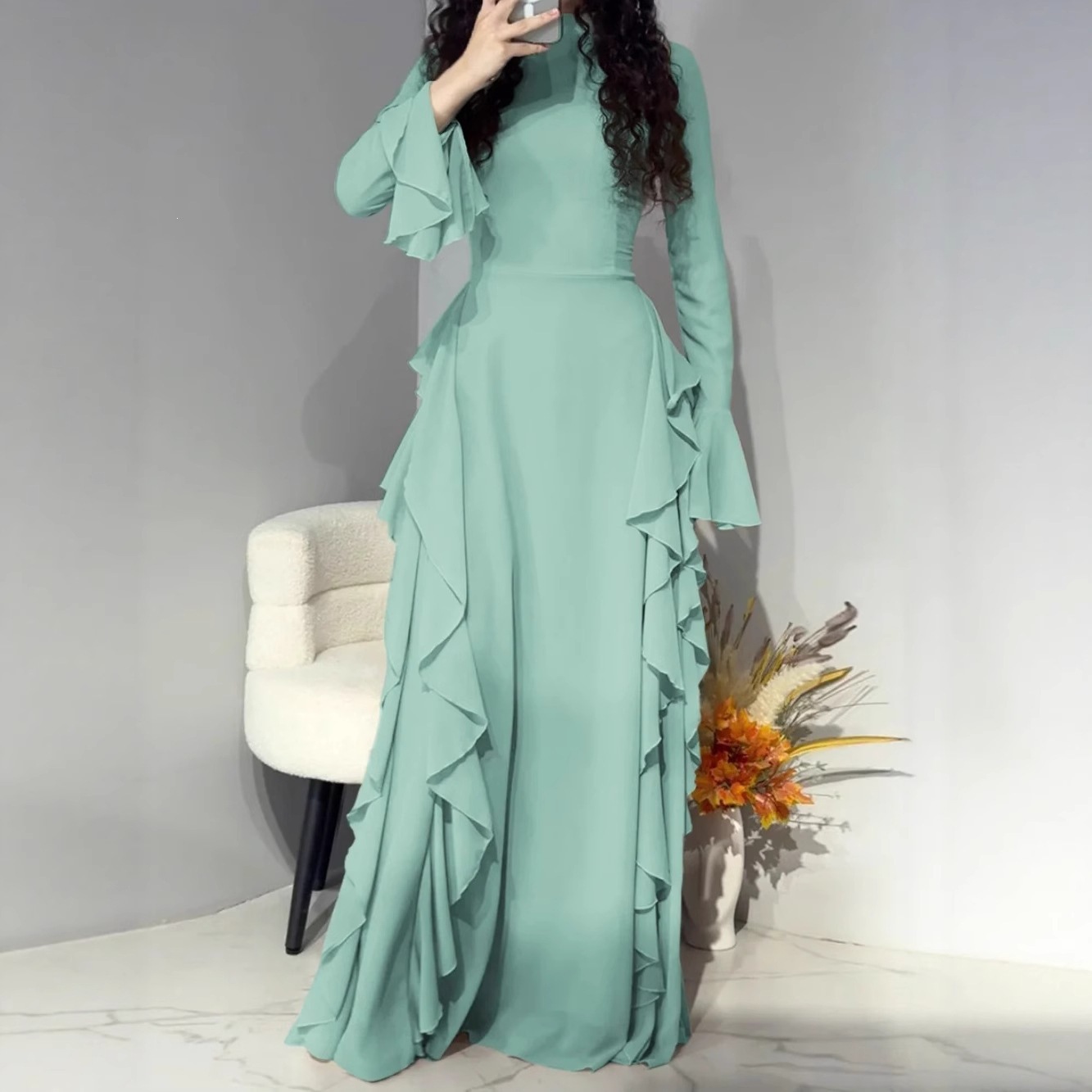 sachin and babi light blue dress Naya Printed Chiffon Maxi Dress - Orange/combo