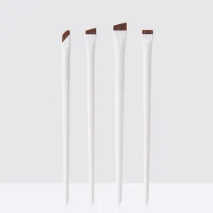 4 pezzi bianco nero ombretto Eyeliner Blade pennello per sopracciglia manico in legno Set di pennelli per trucco pennelli per trucco vegano