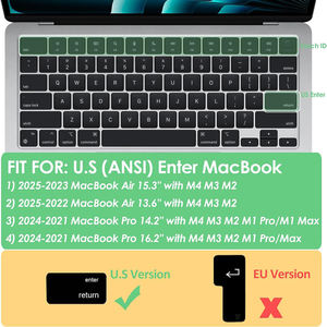 Housse de <span class=keywords><strong>clavier</strong></span> pour ordinateur portable <span class=keywords><strong>MacBook</strong></span> Air Apple en TPU, compatible avec M1, 2, 3, M4 <span class=keywords><strong>Pro</strong></span>, <span class=keywords><strong>protection</strong></span> de <span class=keywords><strong>clavier</strong></span> transparente en silicone - Product Image 2