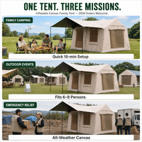 Tente gonflable Zentopia quatre saisons en tissu Oxford imperméable à double porte, prête à l'emploi, grande tente de camping familiale pour l'extérieur