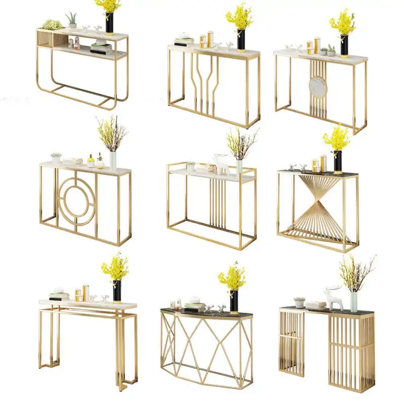 Modern Luxury Hallway Table Home Furniture gold Metal Frame Console Table