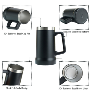 Mug à bière Wahei <span class=keywords><strong>Freiz</strong></span> 700 ml en acier inoxydable noir avec maintien au chaud et au froid pour le cyclisme Hooray ME-7505 - Product Image 2