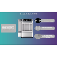 Machine à glaçons à mastication de 20 kg/24h avec réservoir d'eau auxiliaire de 1,3 L, haut de gamme, pour usage domestique, motorisée, entièrement automatique, économe en énergie, facile à utiliser
