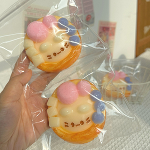 Kitten <b>Egg</b> Tart Squishy Water Feel Creamy Slime Texture Plastic Anti-Stress Sensory Cute Stress Relief Squeeze <b>Toy</b> - Product Image 4