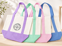Sac fourre-tout en toile personnalisé pour bateau, commande en gros pour cadeaux d'entreprise, poignées bicolores, soufflets latéraux, poche d'accès avant