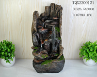Fontaine d'extérieur en résine à 4 niveaux en forme de pot, grande cascade, sculpture en bois mort, design zen asiatique, étanche et durable, décoration