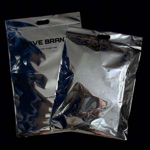 Shiny Aluminum Foil Silver Mailer With Handle Custom Printed Logo Silver Envelopes Self Seal <b>Postal</b> Mailer - Product Image 6