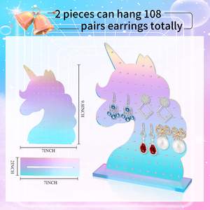 लड़कियों के लिए 2 पीस यूनिकॉर्न इयररिंग होल्डर इंद्रधनुषी इयररिंग ऑर्गनाइज़र 100 छेद रेनबो स्टैंड ऐक्रेलिक इयररिंग होल्डर ऑर्गनाइज़र - Product Image 3