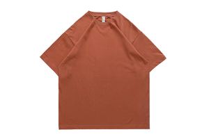250GSM Custom Logo Mens 100% Cotton T-<b>Shirt</b> Retro Washed Loose Fit Unisex Women Casual Tee Brick <b>Red</b> - Product Image 4
