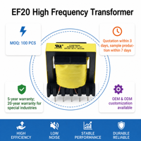 Transformateur compact à faible perte et haute efficacité EF20 pour alimentation LED, transformateur chopper, mini transformateur
