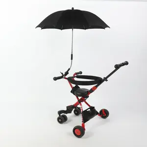 좋은 아기 더블 우산 유모차 뻣뻣한 나일론 그물 직물 패션 디자인 접이식 태양 UV 방풍 유모차 우산