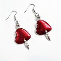 Goth – boucles d'oreilles d'halloween pour femmes, piercing, cœur, goutte d'huile rouge, gothique, Punk, Grunge esthétique, accessoires