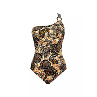 Été 2023 Nouveau produit Vintage One Shoulder Print One Piece Swimwear With Long Skirt Women Beach Wrap