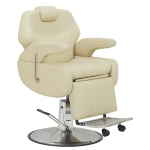 Dedicated Luxury Big Salon Brown Leather Barber Shop Chair Supplier For Home Service