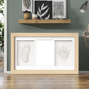 Nuevo Kit de estampado de pies a mano para bebé, marco de madera gris personalizado, formulario de registro de bautismo, nuevo regalo de madre para jardín de infantes recién nacido - Product Image 2