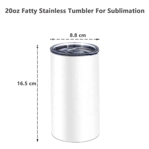 Gobelets à café gras à bouche droite en acier inoxydable à double paroi de 20oz avec couvercle - Product Image 3