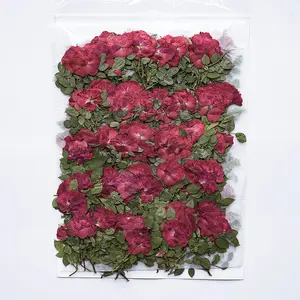 wholesale candle making real dried pressed rose flowers with stem for resin