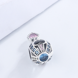 925 Plata CZ colorido de globo de aire caliente <span class=keywords><strong>Rosa</strong></span> encanto del corazón - Product Image 4