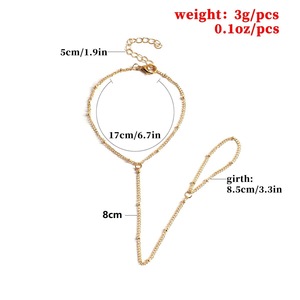 Nuovo da donna multistrato intrecciato perline Link anelli da dito alla moda bracciali imbracatura a mano in colore argento oro per regalo - Product Image 4
