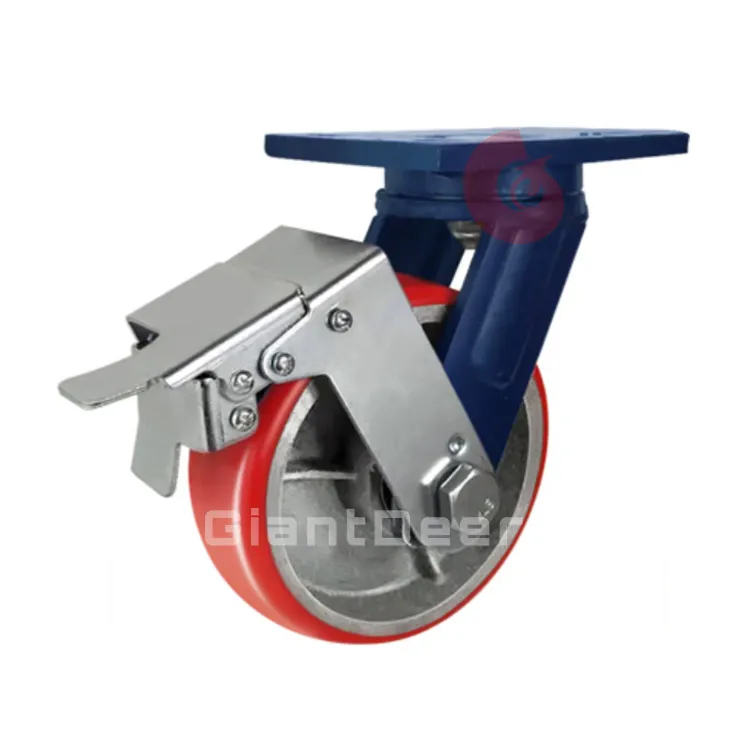 100mm 125mm 150mm 200mm 250mm 300mm Eisenkern-PU-Rollen Positions verriegelung Super Heavy Duty Caster Wheel