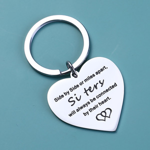 Porte-clés mignon en acier inoxydable, Logo personnalisé, meilleurs amis, pas sœurs par le sang, sœur par cœur, porte-clés d'amitié - Product Image 6