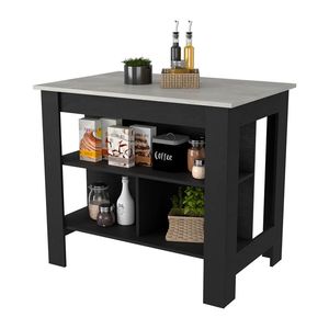 Chariot de cuisine moderne DB Brooklyn en bois de chêne massif avec trois étagères dissimulées îlot de cuisine - Product Image 4