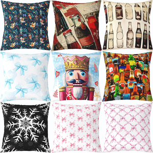 Housse de coussin moderne et artistique, housse de coussin en lin colorée en forme de bouteille de boisson king Cola, adaptée à la décoration de la maison - Product Image 1