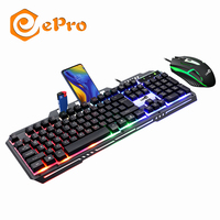 Clavier et souris combinés LDK Ai 828 avec rétroéclairage LED RVB, 104 touches, clavier de jeu USB pour iPad, Xbox, PS5, ordinateur