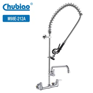 Rubinetto per lavello moderno rubinetto per miscelatore da cucina con rubinetto pre-risciacquo commerciale big-flo da 8 "montato a parete centrale