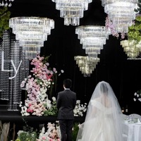 Lustre LED CXMJ pour mariage, cadre en fer, suspension en acrylique, étanche IP54, écologique, pour hall d'hôtel et décoration de mariage