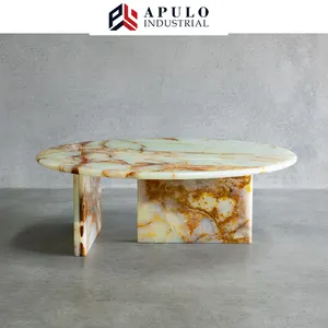 Nhà Máy Trực Tiếp Hiện Đại Marble Top Phòng Khách Đánh Bóng Tự Nhiên Màu Xanh Lá Cây Bảng Marble Slab Ánh Sáng Màu Xanh Lá Cây Onyx Ăn Cà Phê Bảng Top