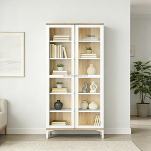 Modernes <span class=keywords><strong>2</strong></span>-Türiges Holz-Bücherregal Minimalistisches Bücherregal für Wohnzimmer Heimbüro Ausstellung - Product Image 6